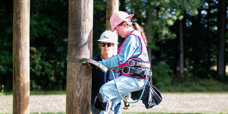 A Girl Power Camp participant gains hands-on experience.