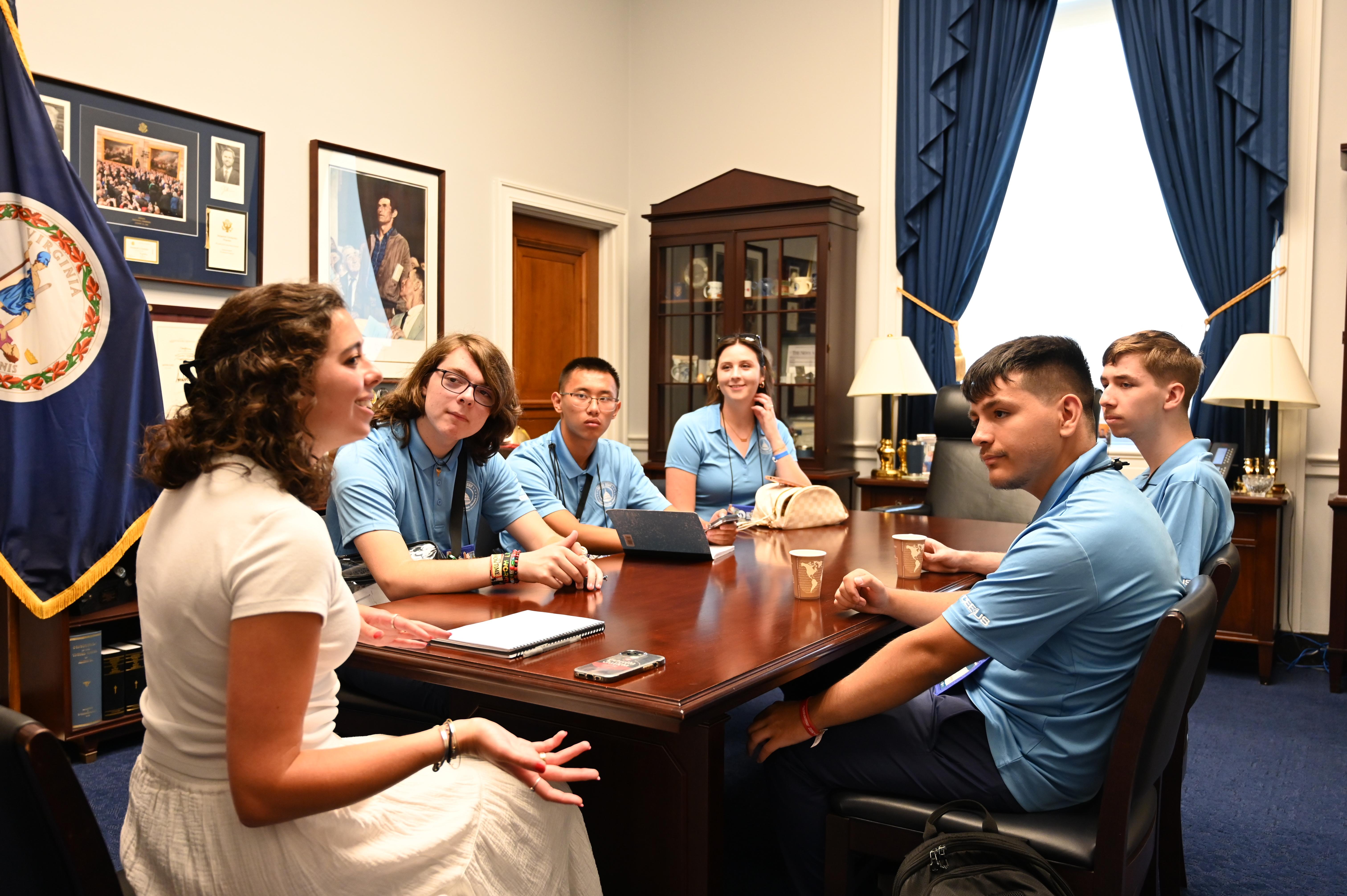 Youth Tour participants sit down with a Representative